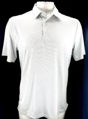 NEW Under Armour UPF 50 Loose Fit Short Sleeve Polo Grey Striped Shirt Men L