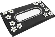 Generic Car Tissue Holder PU Leather Sun Visor Napkin Box Floral Design Vehicle Accessory for Easy Storage and Quick Tissue Access Cars