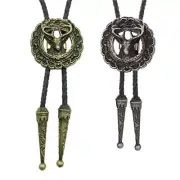 Western Vintage Metal Elk Head Pendant Bolo Tie Necktie Shirt Chain Necklace