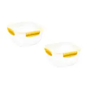 Superio Plastic Food Storage Containers, Airtight Lids, 13 oz., Yellow, 2 pack