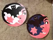U Pick Vintage Inspired Bat Flying on Man in Moon Halloween Cardstock Decoration