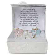Set 3 Glass Guardian Angels Gift with Verse - Worry Box