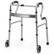 Costway Foldable Walking Frame Heavy-Duty Mobility Walker Medical Care Aids Elderly w/Wheels & Adjustable Height