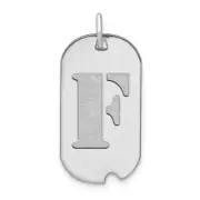 14k White Gold Polished Letter F Initial Dog Tag Pendant