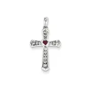 14k White Gold Ruby u0026 Real Diamond Cross Pendant