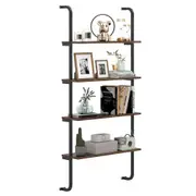 4 Tier Wall Mounted Industrial Pipe Shelving Rustic Wood Floating Shelves for Home Storage & Decor