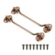 2Pcs 6" Hook Eye Latch, Privacy Hook and Eye Latch Gate Latch Lock, Red Bronze