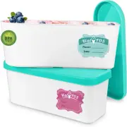 Walfos Ice Cream Containers - 1.6 Quart Each, Reusable Homemade Ice Cream Tubs w