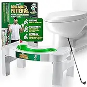 Gagster Royal Squat Putter Bathroom Stool and Toilet Golf Game Set - Funny and Useful Foldable Potty Stool Mini Golf - Toilet Time Novelty Gag Gift for Christmas, Birrthday, Golf dads, White Elephant