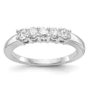 0.50ct. CZ Solid Real 14K White Gold 5-Stone Wedding Wedding Band Ring