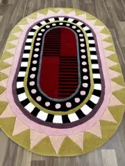 4x6 Pink Rugs Handmade Stella Diva Oval Shape Hand Tufted Wool Area Rug Bedroom