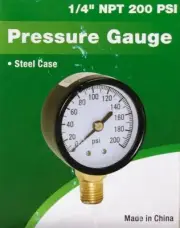 ProPlumber 1/4" NPT Pressure Gauge - 200 PSI - 154812 - NEW - Pro Plumber