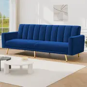 ALFORDSON Sofa Bed 3 Seater Lounge Couch Velvet Blue