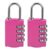 4 Digit Combination Padlock, 4mm Steel Shackle Code Padlocks Rose Red, 2Pcs