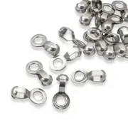 50 Nickel Plated Brass #6 Ball Chain Fan Pull Loop Connectors, Silver