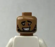Lego Head Medium Nougat Black Eyebrows Full Beard Hair on Back Zigzag Styling