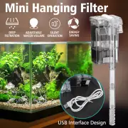 Mini Aquarium Fish Tank Waterfall Filter Oxygen Water Pump Filter USB Hanging AU