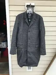 Abercrombie & Fitch Wool-Blend Topcoat Men's Coat Grey Pattern size XL