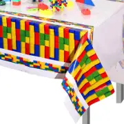 Tatuo 3 Pcs Building Block Party Tablecloths Building Block Party Supplies 71 x
