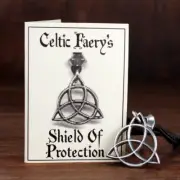 Celtic Faery Shield Necklace Fairy Pendant Goddess Trinity Knot Jewelry Pewter