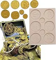 Silicone Treasure Coins Cake Fondant Mold Sugarcraft Decorating, Chocolate Baking Mould Tool Clay Craft Pastry Biscuit Cookies Cupcake Decor Molds
