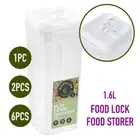 1/2/6x Flip Lock Food Storage Container 1.6L Air tight Clear Plastic Canister