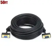50FT Monitor Cable SVGA VGA Male to Female Ultra Slim w/ Ferrites Gold Plated