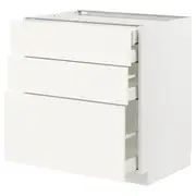 METOD / MAXIMERA base cb 3 frnts/2 low/1 md/1 hi drw, white/Vallstena white, 80x60x80 cm