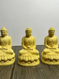 在飛比找樂天市場購物網優惠-黃楊木雕坐蓮阿彌陀佛像藥師佛釋迦牟尼佛三寶佛如來佛祖裝飾擺件