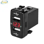 New 12V Dual USB Ports Car Charger Socket Adapter Voltmeter Display For Toyota