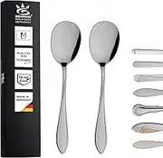 Gehring Solingen Focus Serving Spoons, Set of 2, Stainless Steel Cutlery, Serving Spoon for Vegetables, Side Dishes and Salads, Dishwasher Safe, Made in Germany