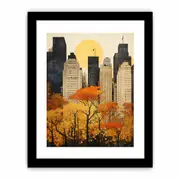 New York In Autumn Art Poster Framed Print