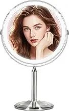 VESAUR 15X Magnifying Mirror with Light, 9" Large 5000mAh Rechargeable Double Sided HD Lighted Makeup Mirror with 3 Touch Dimmable Light, 360° Swivel Detachable for Travel Vanity Mirror Nickel, Gifts