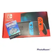 Nintendo Switch w/ Neon Blue Red Joy‑Con Gaming Console & Fortnite $25 V Bucks