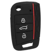 Silicone Remote Key Cover 3-Button Fob Case Shell for Volkswagen VW Golf 7 MK7 BLACK COLOR