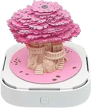 3D Desk Calendar 2025, Time Piece Calendar 2025, 3D Tree House Calendar Memo Pad DIY Notes Notepad with LED Lights and Box DIY Paper Craft Sculpture Desktop Decor for Home Office