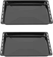 ICQN Baking Trays, 465 x 370 x 30 mm, Set of 2, Enamelled Grease Pan, Chrome-Plated Oven Rack and Enamel Baking Tray for Oven and Hob, Grid 465 x 370 mm