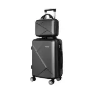 NNEDSZ 2pc Luggage 12" 20" Trolley Travel Suitcase Storage Carry On TSA Lock Bla