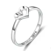 Minimalist Simple Heart Finger Ring Best Love Engraved Promise Engagement Rings for Women Silver plating_6