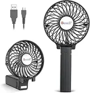 VersionTECH. Portable Handheld Fan, Powerful+Durable+4000mAh+180° Foldable, Mini Table Fans with USB Rechargeable Battery Operated Cooling Accessories for Personal Use, Travel, Office Black