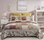 Patchwork Bedspread Quilt Set Oversized Queen (Touch Floor Size) - Breathable...