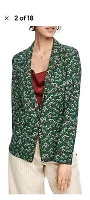 NWT Scotch & Soda Maison Pyjama Blazer Size S Green Maroon Pockets L/S