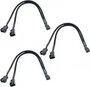 Mellisso 3X 1 to 2 Way Braided Cable Y Splitter 3/4 Pin PWM Male Connector Fan Computer PC Fan Extension Adapter Cable