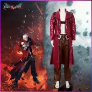 Game Devil May Cry 3 Cosplay Costumes Dante Men's Red Long Jacket Full Set
