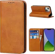 Cavor for iPhone 15 Case, iPhone15 Case Cowhide Pattern PU Leather Book Wallet Magnetic Kickstand Flip Cover Phone Cases with Card Slots(6.1") -Light Brown