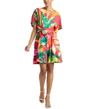 Natori Mandarin Silk-Blend Shirtdress