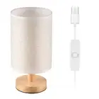 DC5V Round Bedside Table Lamp Nightstand Lamp with Fabric Shade and Solid3759