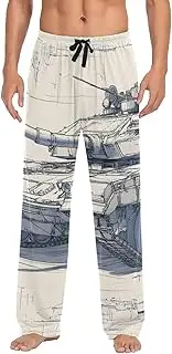 [XYMZR] Tank Design Paper Men's Pajama Bottoms Lounge Pajama Pants Sleep Bottoms with Pockets for Men S