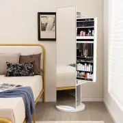 Costway360° Swivel Jewelry Cabinet Armoire with Cosmetics Storage for Bedroom