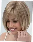 Short Pixie Bob Wig with Bangs Mixed Wigs for White Women Straight Hair Blonde